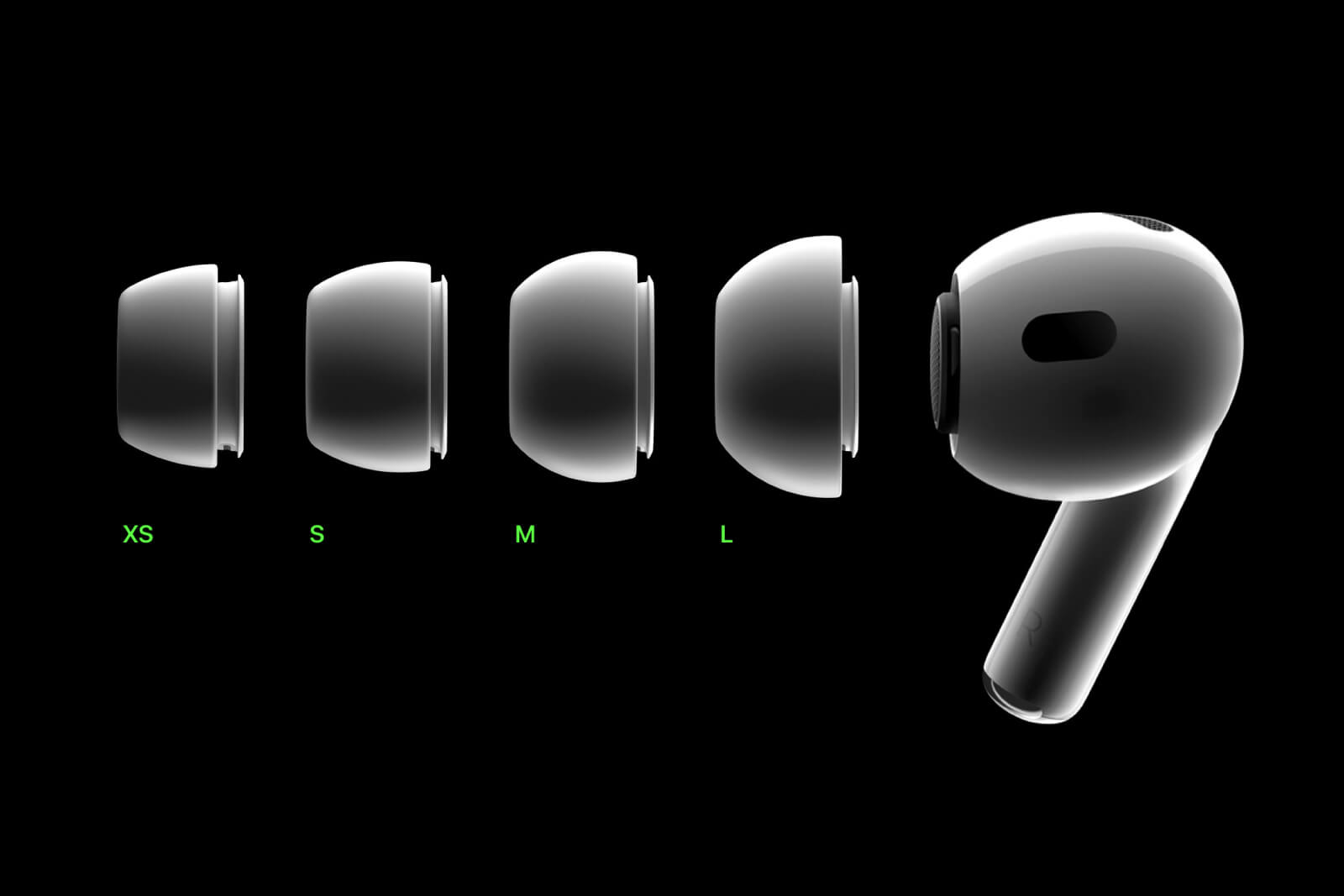 AirPods Proはイヤーピースを使用するオープンイヤー型のイヤホン（アップル公式サイトより）