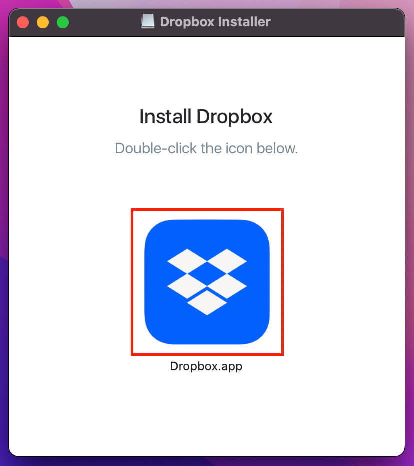 Dropboxのアイコンをクリック