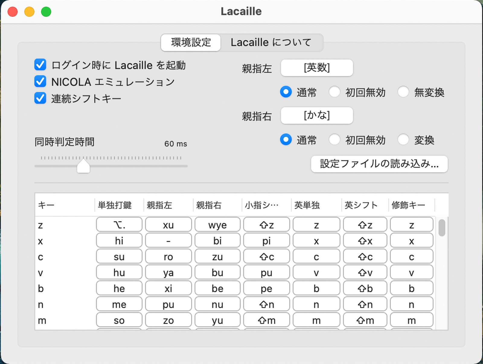 「連続シフトキー」のチェックを外す
